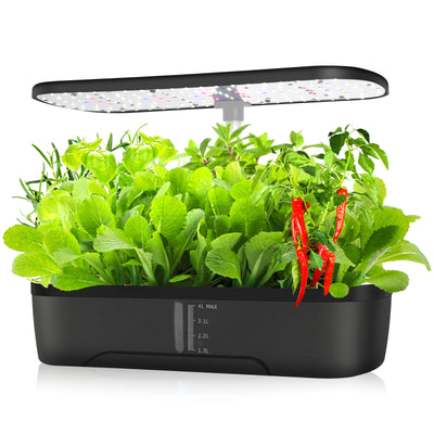 Sistema de cultivo hidropónico de 12 cápsulas, kit de jardín de hierbas para interiores con altura ajustable y temporizador automático, luz de cultivo LED de 20 vatios.