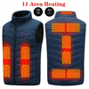 11 Areas Electric Heated Vest Washable Usb Charging Electric Heating Warm Jacket Smart Control For Hunting Blue