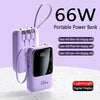 Mini batería externa portátil de 20000 mAh con carga rápida de 66 W para teléfonos iPhone, Huawei y Xiaomi.